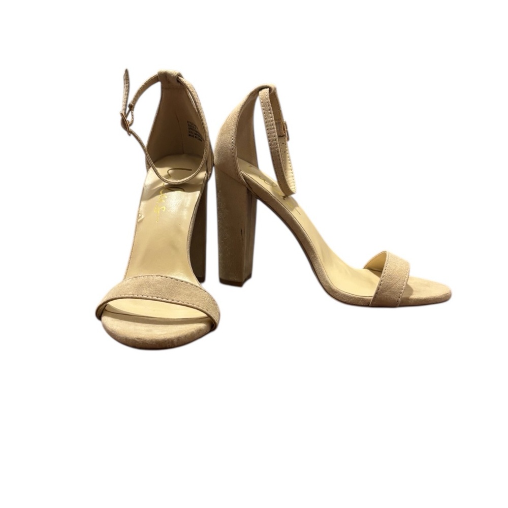 Women's Neutral Tan Block Heel Ankle Strap Sandals